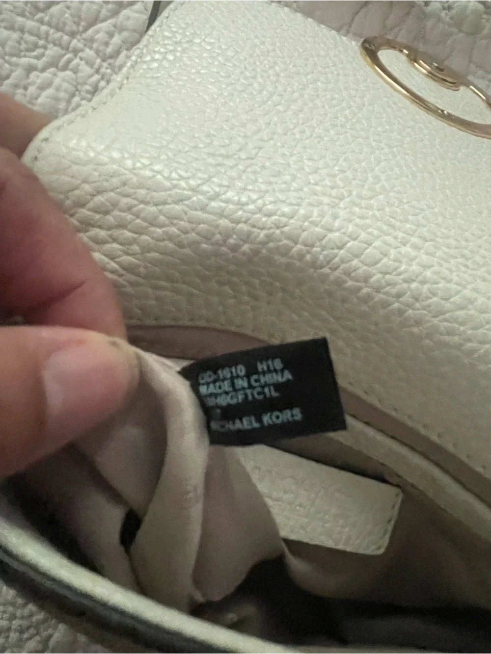 Michael Kors Cream Pebbled Leather MK Logo Crossbody